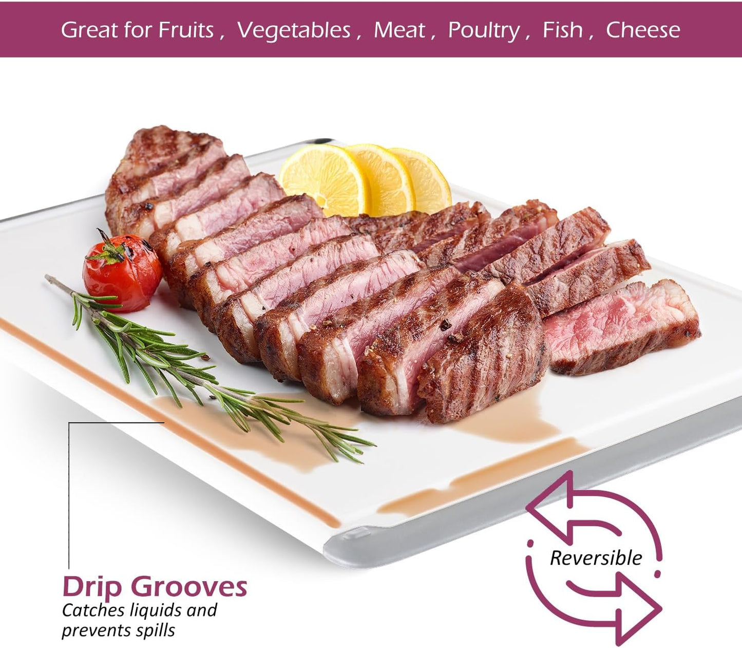 Plastic Cutting Board for Kitchen - Extra Large Cutting Board 18 Inch Reversible Chopping Board, Juice Groove, Non Slip Feet, Dishwasher Safe, BPA Free Large Cutting Board for Meat Vegetables Fruit