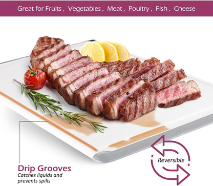 Plastic Cutting Board for Kitchen - Extra Large Cutting Board 18 Inch Reversible Chopping Board, Juice Groove, Non Slip Feet, Dishwasher Safe, BPA Free Large Cutting Board for Meat Vegetables Fruit
