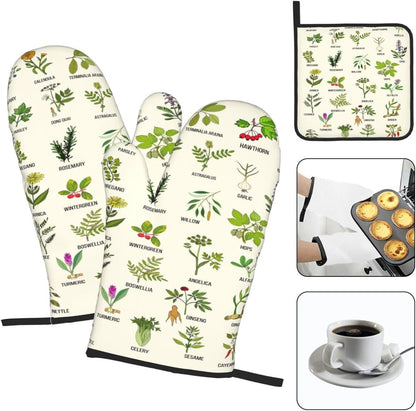 Boho Floral Oven Mitts and Pot Holders Sets of 3, Cute Baker Stuff