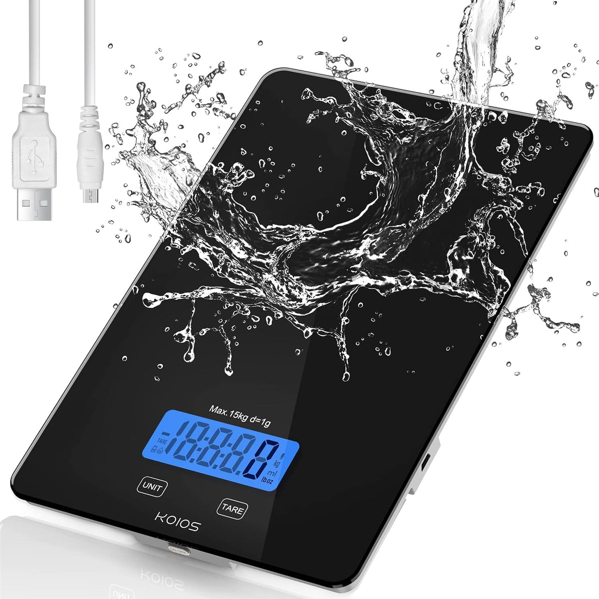 KOIOS 33lb Kitchen Scale 0.1oz Precision,Batteries & USB-C Charging(White)