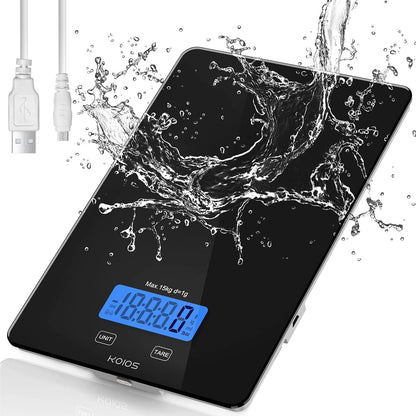 KOIOS 33lb Kitchen Scale 0.1oz Precision,Batteries & USB-C Charging(White)