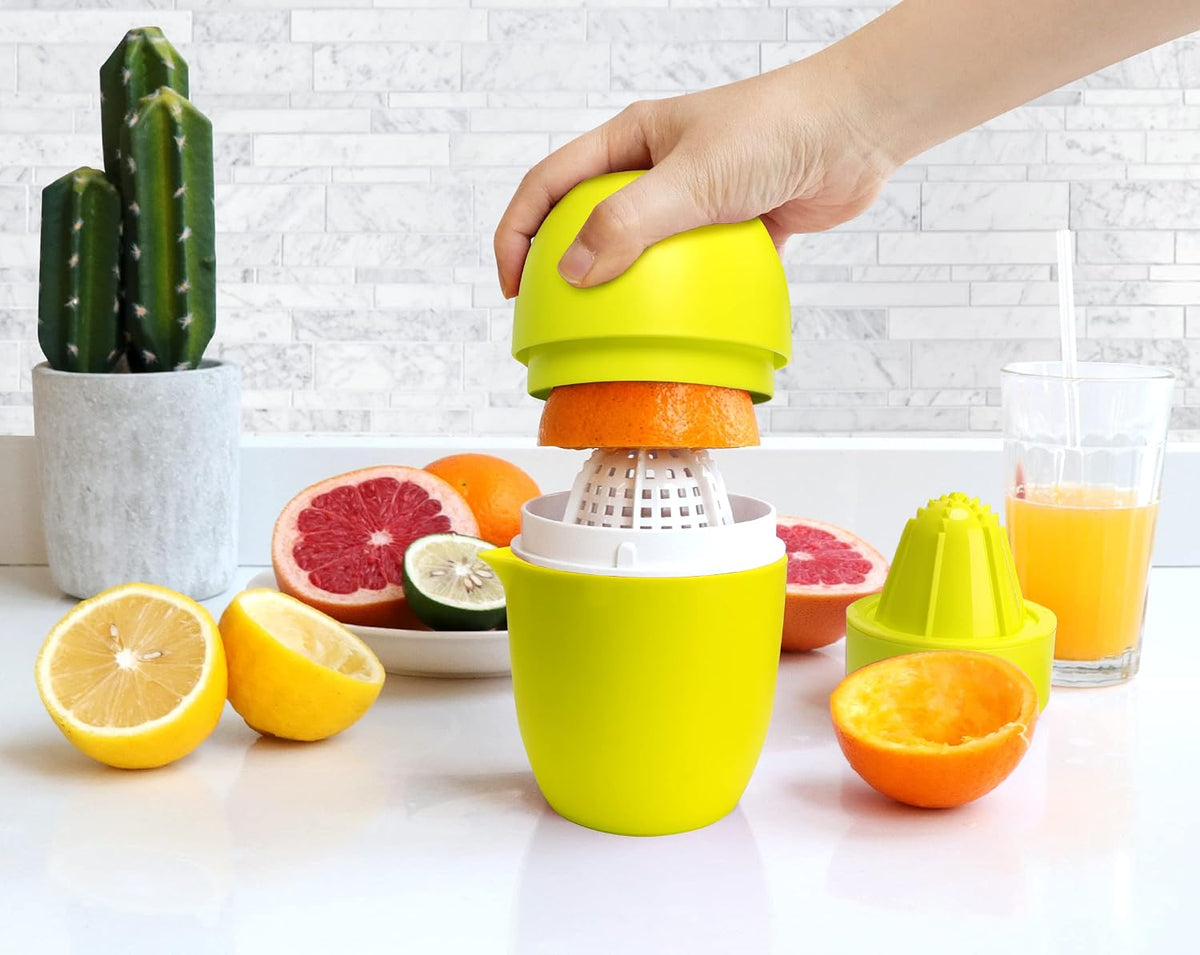 Lechin Hand Juicer, Lemon Squeezer, Two Squeezing Options, Yellow