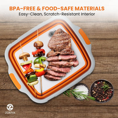 BBQ Prep Tub with Lid and Meat Claws – 8L Collapsible, Multifunctional Washing and Storage Basin for Meat, Vegetables and Fruits, Ideal for Outdoor Grilling, Camping and Kitchen Use