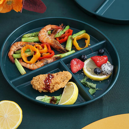 SHINEOFI Portion Control Plastic Dinner Plate, 3-compartment Green Pp Grid Tray, Food Portioning Dish for Healthy Meal Prep and Weight Management