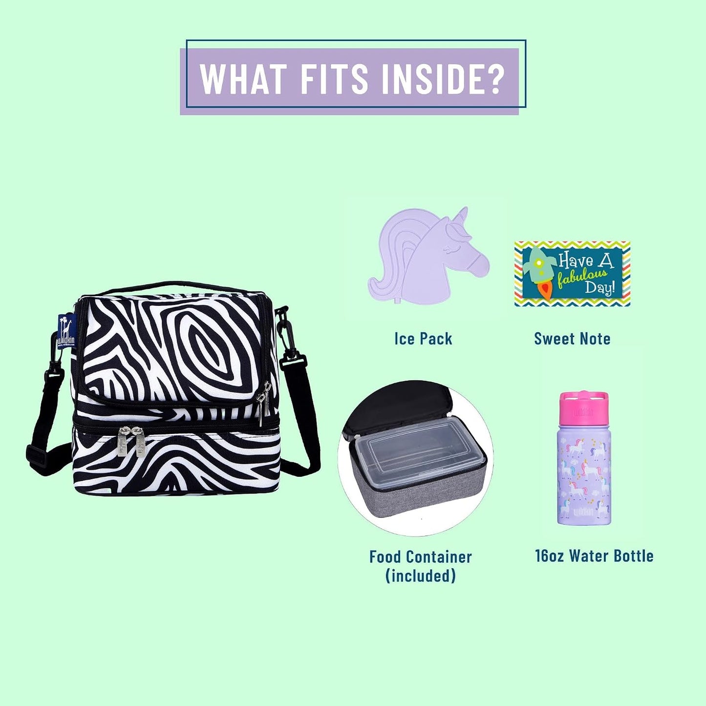 Wildkin Kids Two Compartment Insulated Lunch Bag – Keeps Food Hot or Cold, Easy-Clean Lining, Leak-Resistant & BPA-Free – Boys & Girls, Ideal for School, Travel & Daycare – Jurassic Dinosaurs