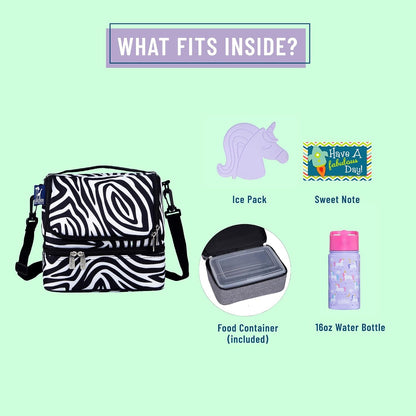Wildkin Kids Two Compartment Insulated Lunch Bag – Keeps Food Hot or Cold, Easy-Clean Lining, Leak-Resistant & BPA-Free – Boys & Girls, Ideal for School, Travel & Daycare – Jurassic Dinosaurs