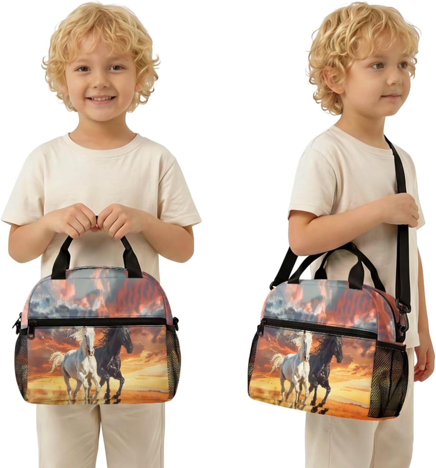 Highland Cow Backpack with Lunch Box Set for Kids Sunflower School Backpack for Girls Boys Back to School Bag Student Travel Backpacks Reusable Utensils Pen Case Water Bottle Bag 5PCS