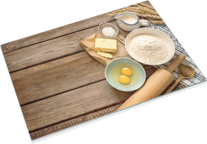 JAMBALAY Tempered Glass Cutting Boards for Kitchen, Gold 12"x8" & 16"x12" Glass Cutting Board Set with Marble Design, With Non Slip Foot, Shatter and Heat Resistant, Dishwasher Safe