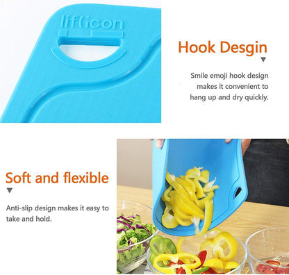 Liflicon Thick Cutting Boards for Kitchen Silicone Chopping Board Set of 2 Mid 12.6'' x 9.1”,Mini 9.1”x7.1” Non-slip Deep Drip Juice Groove Easy Grip Handle,Dishwasher Safe-Red