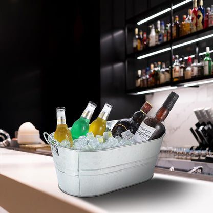 3 PCS 15.3 x 9 x 6 inches Black Metal Galvanized Tub with Handles, 3 Gallon Galvanized Beverage Tubs for Parties, Large Metal Drink Ice Buckets for Beer, Wine, Cocktails & Outdoor Events