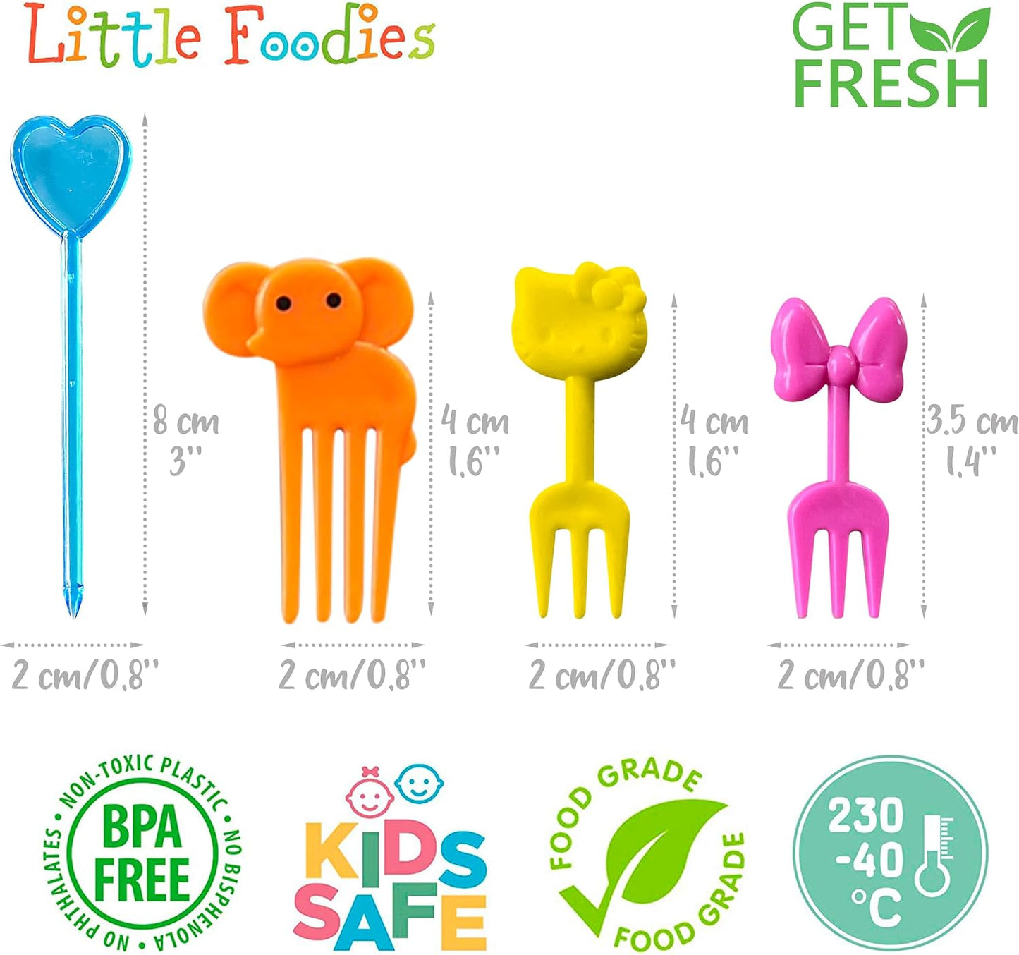 GET FRESH Animal Food Picks for Kids - 120 pcs Set Animal Bento Deco Set for Kids Lunch Box Decoration - Mini Bento Deco Children Toddler Toothpicks - Reusable Baby Shower Tothpicks Kids