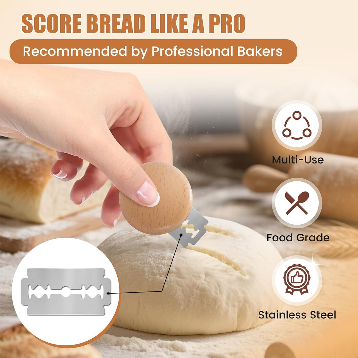 CUNSENR Bread Lame Blades Refill, Bread Scoring Blades Set, 20 Pack