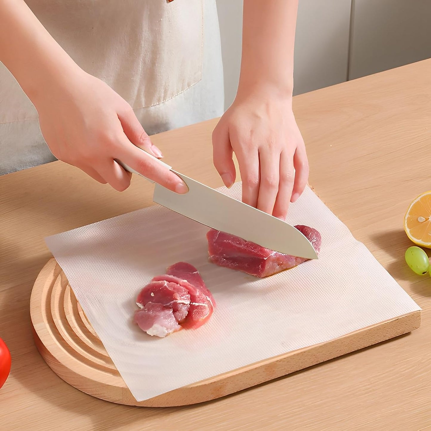 2 Pcs Disposable Cutting Board Mats, POE Cutting Board Sheets, Nonslip Cutting Board Roll Flexible Chopping Board Mat for Kitchen Cooking Prep Barbecue Outdoor Camping Traveling (Clear)
