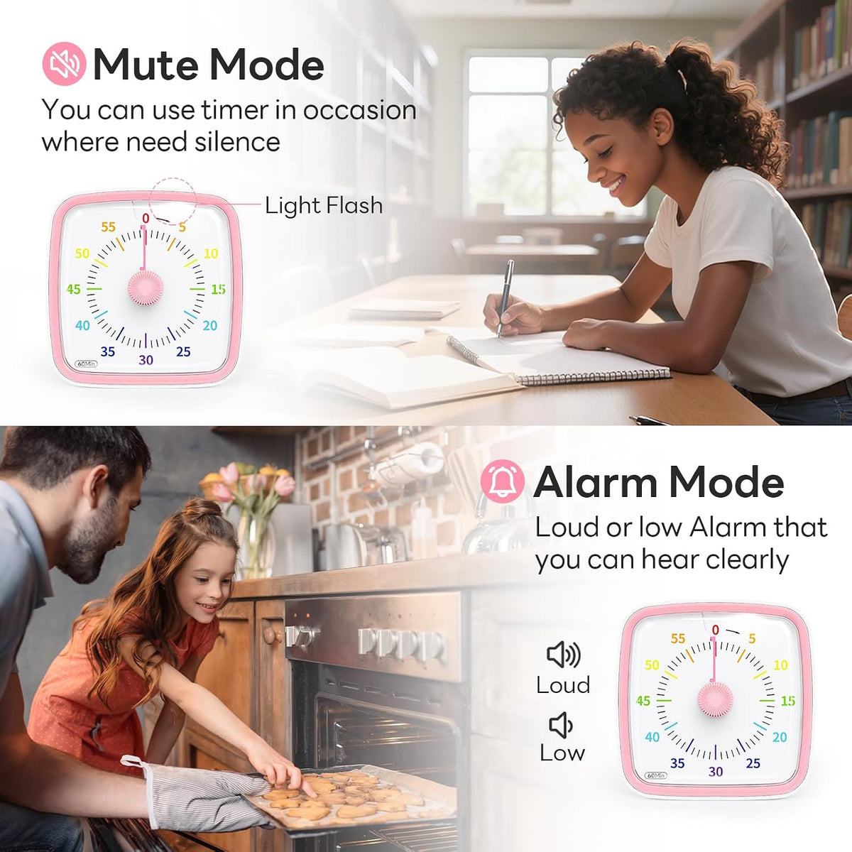 Yunbaoit Visual Timer with Night Light, 60 Minute Countdown, Light Blue