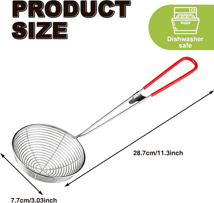6 Pieces Stainless Steel Spider Strainer Skimmer, 4 Inch Hot Pot Kit Strainer Scoops with Long Handle, Asian Skimmer Spoon Ladle for Boba Pearls, Pasta, Meatball, Cooking & Frying Food