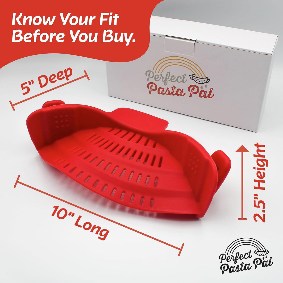 PERFECT PASTA PAL Clip-On Silicone Pot Strainer for Pasta and Vegetables
