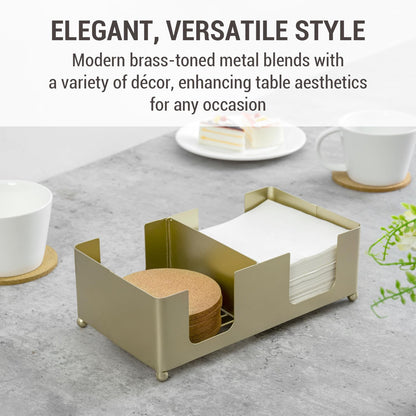 MyGift 2-in-1 Acrylic Napkin Holder with Salt and Pepper Shakers, Metal Vintage Scrollwork Dinner Table Paper Towel Condiment Holder with Rustic Solid Wood Base (Premium Clear Acrylic)