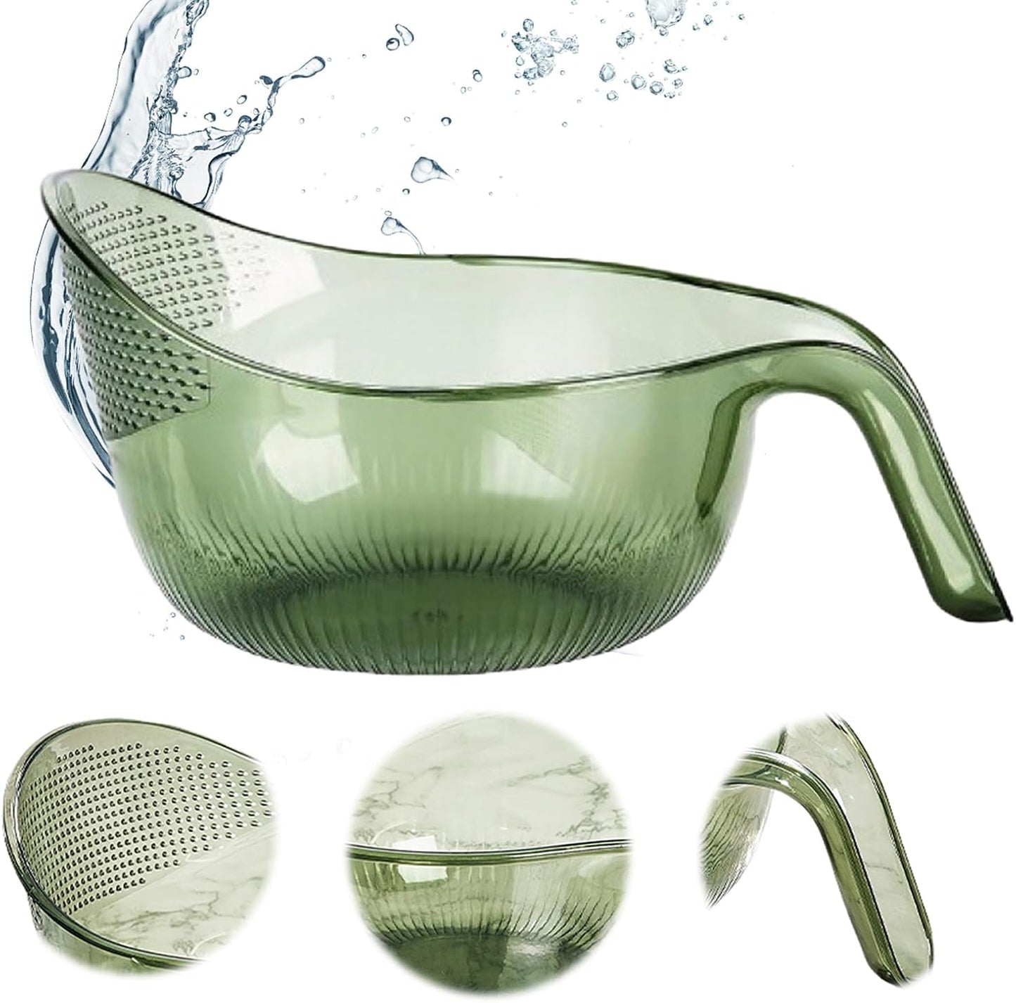 2-In-1 Rice Strainer,Large Rice Washer Beans Washer Strainers And Colanders - Washing Bowl for Fruit Washing Bowl With Strainer,Rice Washing Bowl Multifunctional Drain Basket (White)