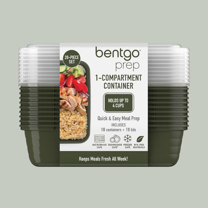 Bentgo Prep - 20-Piece 1-Compartment Reusable Meal Prep Containers with Lids, PFAS & BPA Free Materials, Durable, Microwave, Freezer, & Dishwasher Safe To Go Food Storage (Gold)