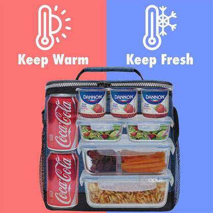 opux Insulated Lunch Box Men Women, Lunch Bag for Work School, Leakproof Soft Cooler Tote Adult, Large Lunch Pail Kids Boys Girls, Picnic Beach Food Bag with Shoulder Strap, Purple Floral
