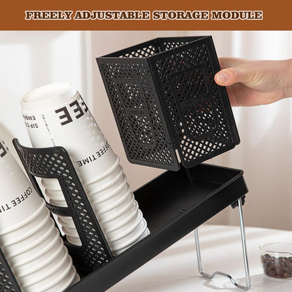 Tirifer Cup and Lid Holder, Disposable Paper Cup Dispenser with Stand, 6 Slots Coffee Cup and Lid Storage Organizer for Coffee Station Bar Office Home Countertop Breakroom Restaurant