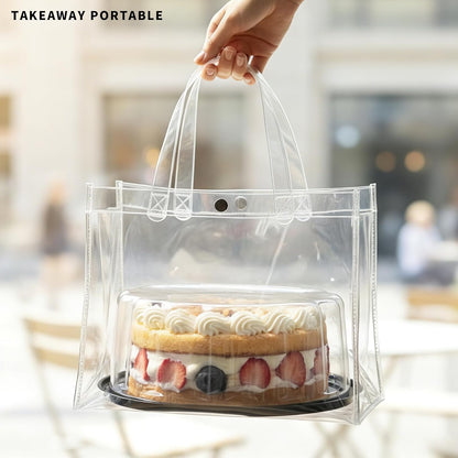 6 Pack Disposable Cake Containers with Lids,Cake Carrier,Plastic Cakes Stand with Lid,Cakes Covers Plastic with Dome and Base,Display Containers For Transport,Bundt Cake Pan (8 Inches-6 Pack)