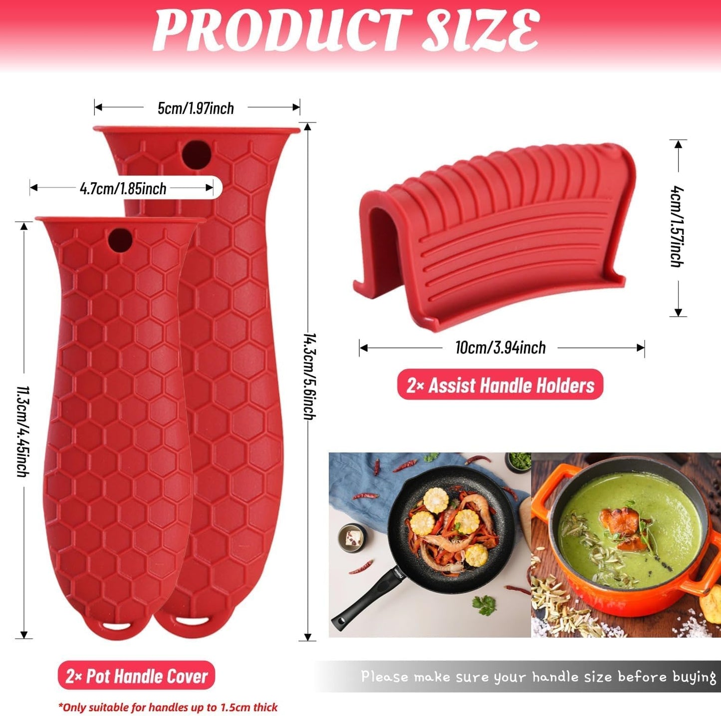 4 Pack Silicone Hot Handle Holder Cover Cast Iron Handle Cover Silicone Pot Holders Heat Resistant Assist Pan Handle Sleeve Non-Slip Pot Handle Covers for Cast Iron Skillet Metal Pan(Black)