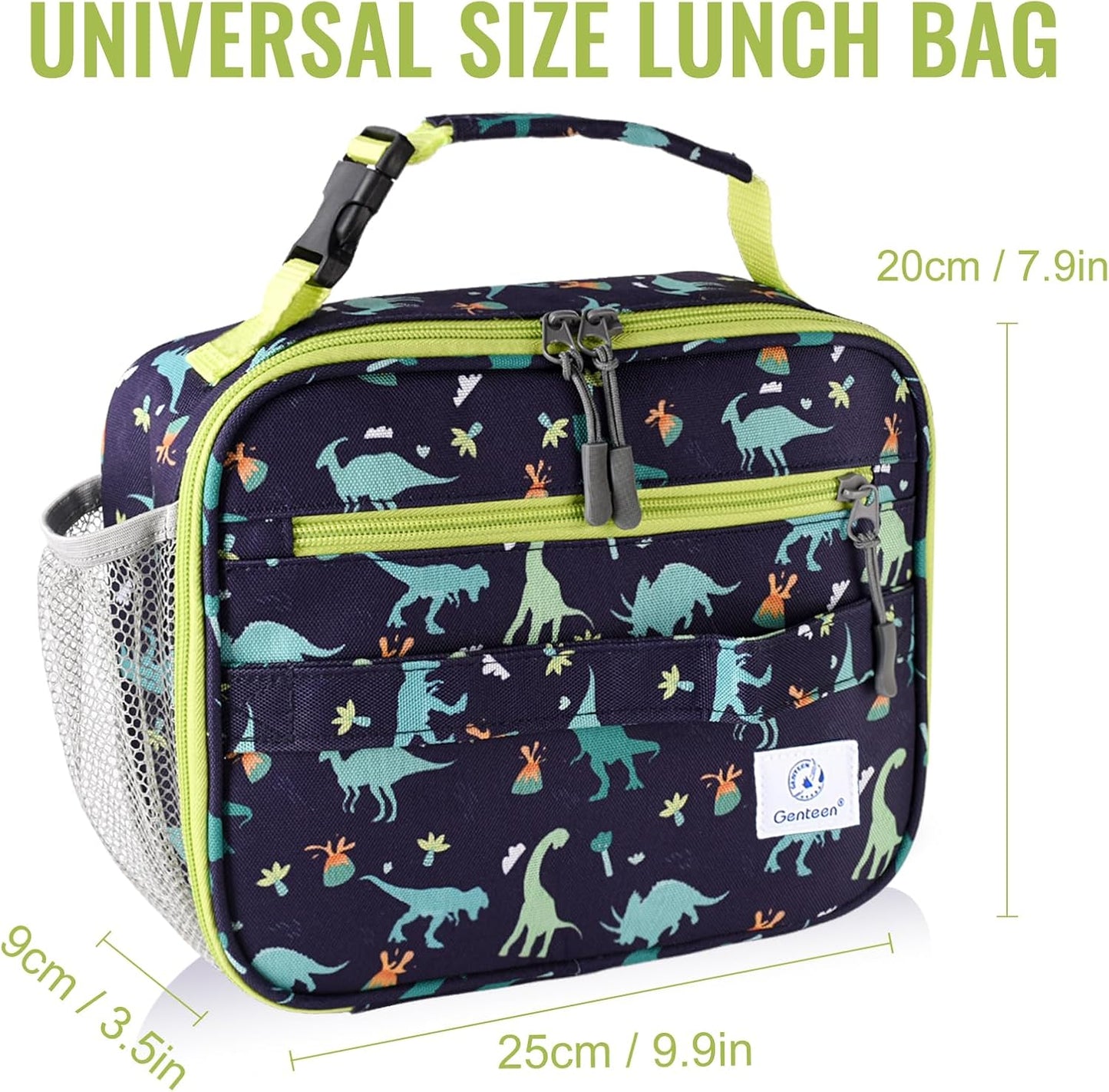 Genteen Lunch Box Kids, Insulated Lunch Bag Kids Boys Girls Back to School, Soft Lunch Box for Men Reusable Lunchbox for Office,Outdoor,School (Black)
