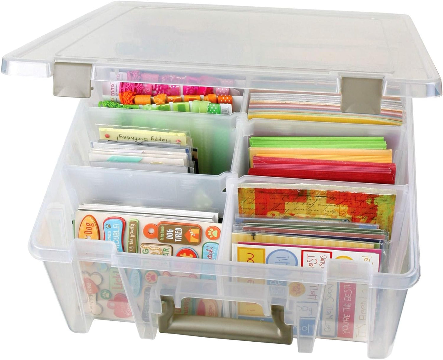 ArtBin 6990SO Super Satchel Double Deep Compartment Box - Art Storage with 8 Removable Compartments, Smart Closure for Craft Supplies (Gold - Pack of 1)