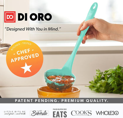 DI ORO Silicone Ladle - Soup & Serving, 600F Heat Resistant, Black