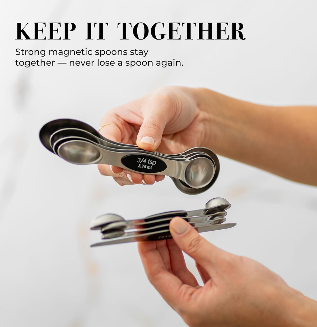 Styled Settings Magnetic Measuring Spoons Set, Gold
