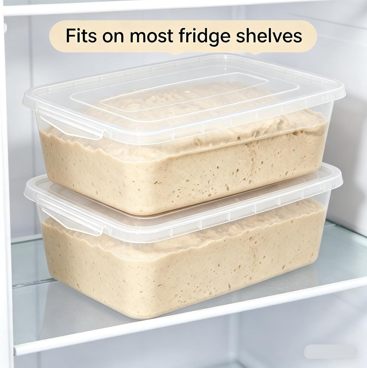 2 Packs 16 L Pizza Dough Proofing Box with Latching Lid, Clear