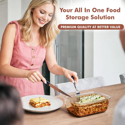 Razab 4 Pcs 1860ml / 63 Oz Large Glass Food Storage Containers with Lids - Glass Meal Prep Containers with Locking Lids for Roasting, Storing Leftover, Lunch Container, BPA Free, Microwave & Oven Safe