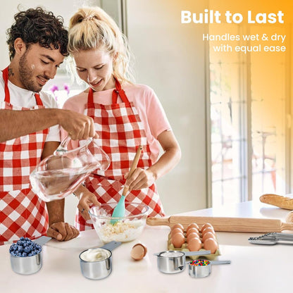 35PCS Stainless Steel Measuring Cups and Spoons Set, 7 Nesting Measuring Cups, Round & Rectangular Spoons with Clear Engraved Markings, 2-Pack Mini Spoon Sets with Leveler for Precise Cooking & Baking