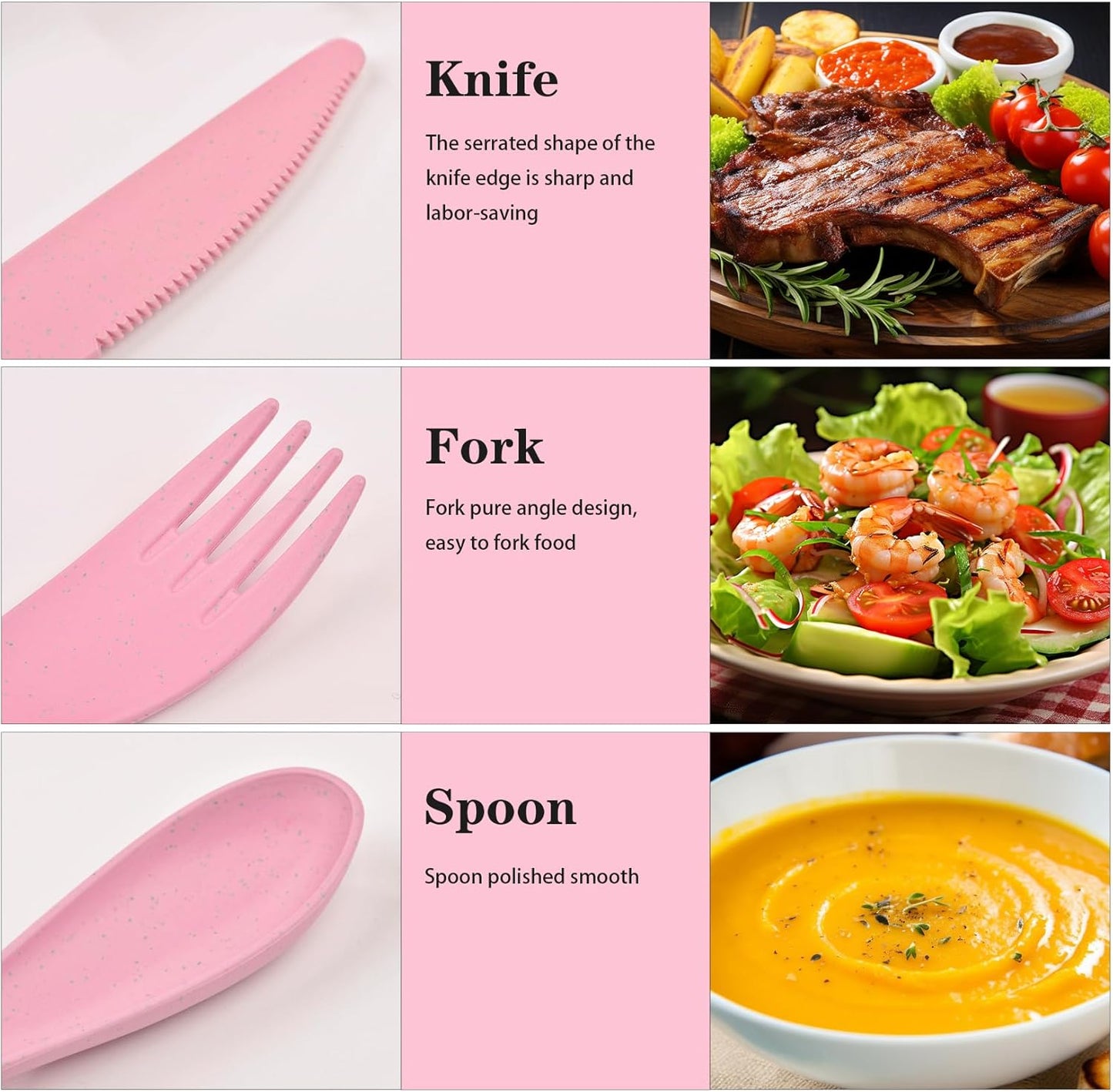 Lnrkai Travel Utensils Set with Case, 4 Sets Wheat Straw Reusable Spoon Knife Forks Tableware, Portable Cutlery Set for Lunch Box Accessories for Adults Travel Picnic Camping or Daily Use