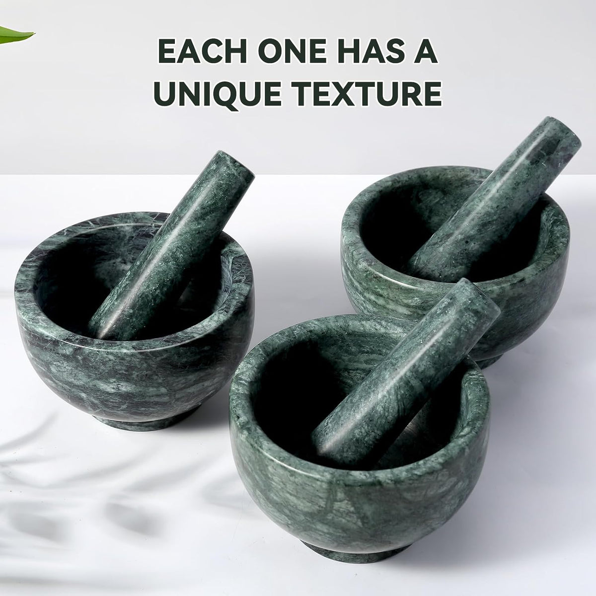 Koville Luxury Marble Mortar and Pestle Set, 7"-4cups Grinder Bowl for Guacamole, Salsa, Pill Crusher, Spice, Herb, Garlic, Nut, Heavy Duty Grinder for Kitchen