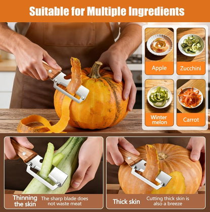 Multi-Functional Vegetable Peeler for Kitchen, Stainless Steel Vegetable and Fruit Peeler with Wooden Handle and Bottle Opener, Peelers for Kitchen, for Fruit Pumpkin Papaya Potato Carrot Apple