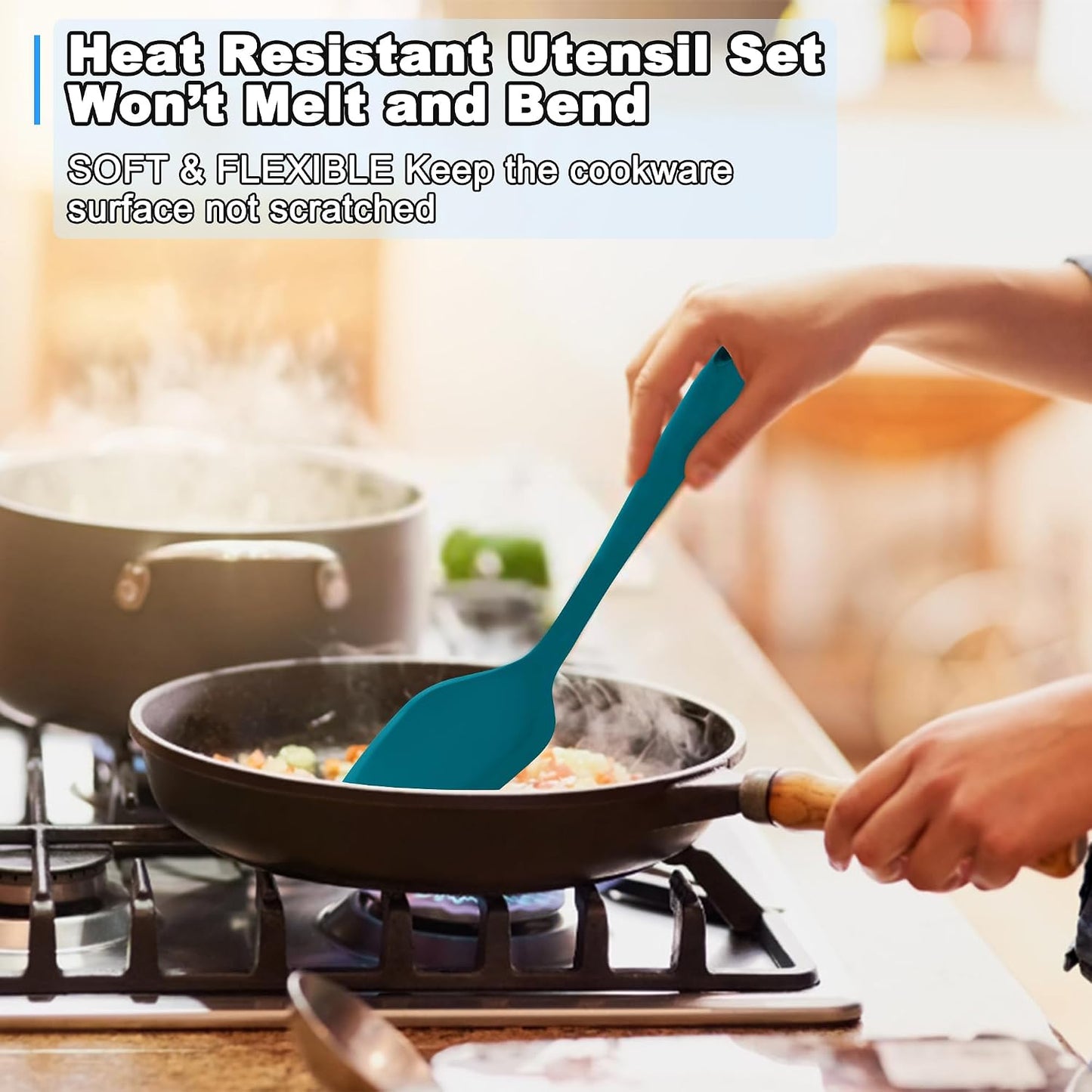 E-far 10 Pieces Silicone Cooking Utensils Set, Heat Resistant Kitchen Utensil Set for Nonstick Cookware, Kitchen Cooking Tools with Spatula, Spoon, Slotted Turner, Non-Toxic & Dishwasher Safe (Khaki)