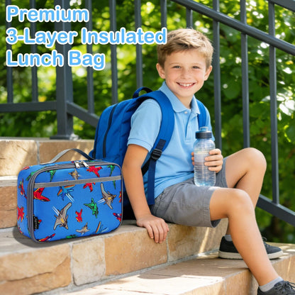FlowFly Kids Lunch box Insulated Soft Bag Mini Cooler Back to School Thermal Meal Tote Kit for Girls, Boys, Astronaut - Colors A