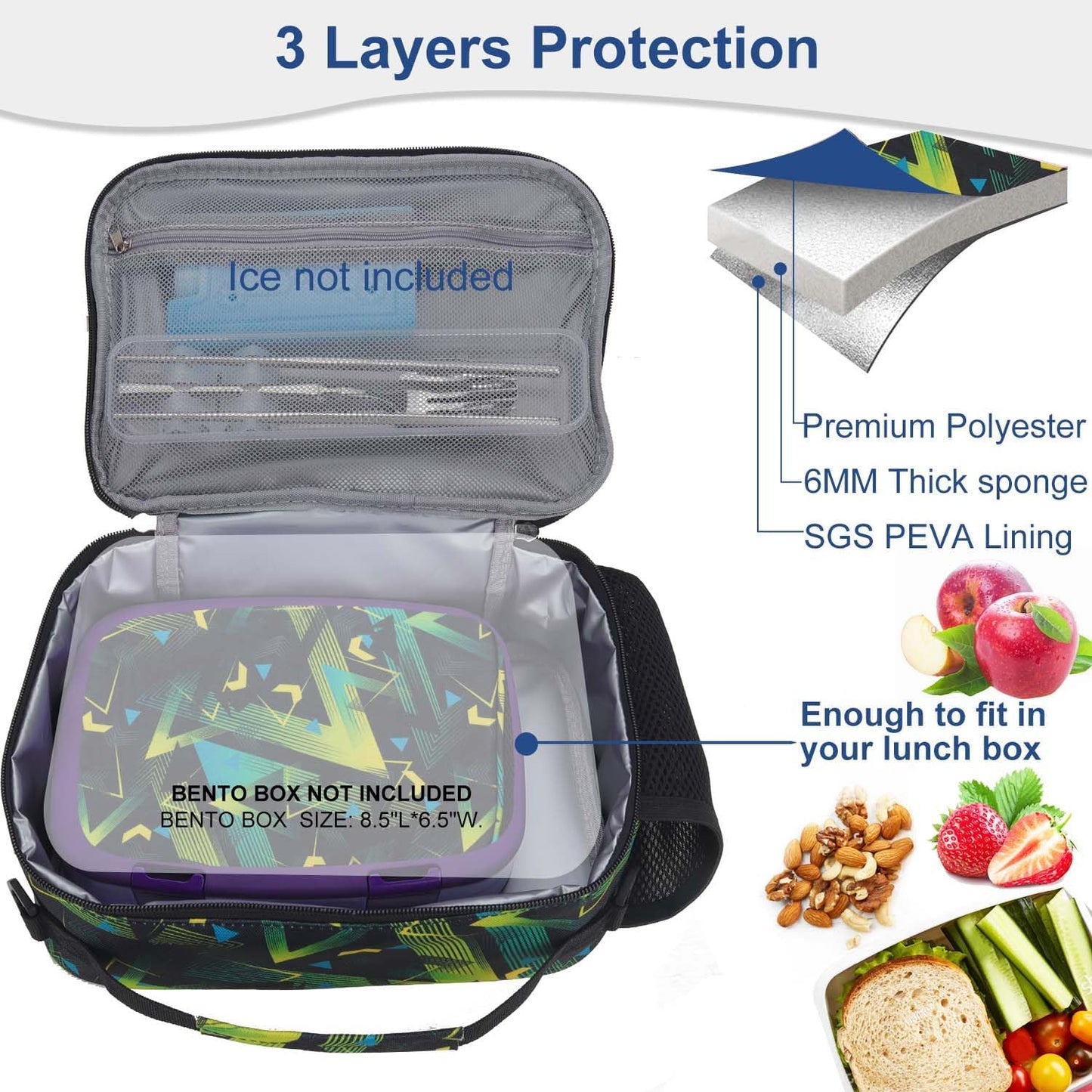 RHCPFOVR Kids Initial Lunch Bag - Insulated Lunch Box for Boys Girls,Washable Lunch Bag and Reusable Toddler Leak-proof Lunchbox for School and Daycare - Colors A