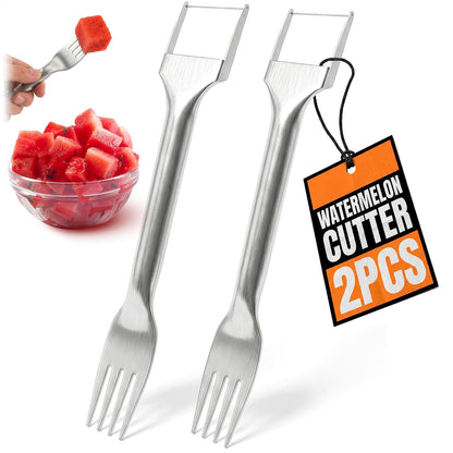 Watermelon Cutter Slicer Tool 2-in-1, Retractable Fork, 304 Steel