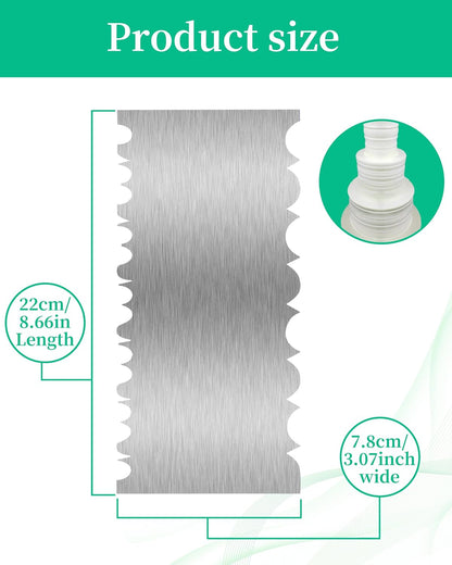 8.6 Inch Metal Cake Scraper Smoother, Edge Side Jagged Comb for Cream