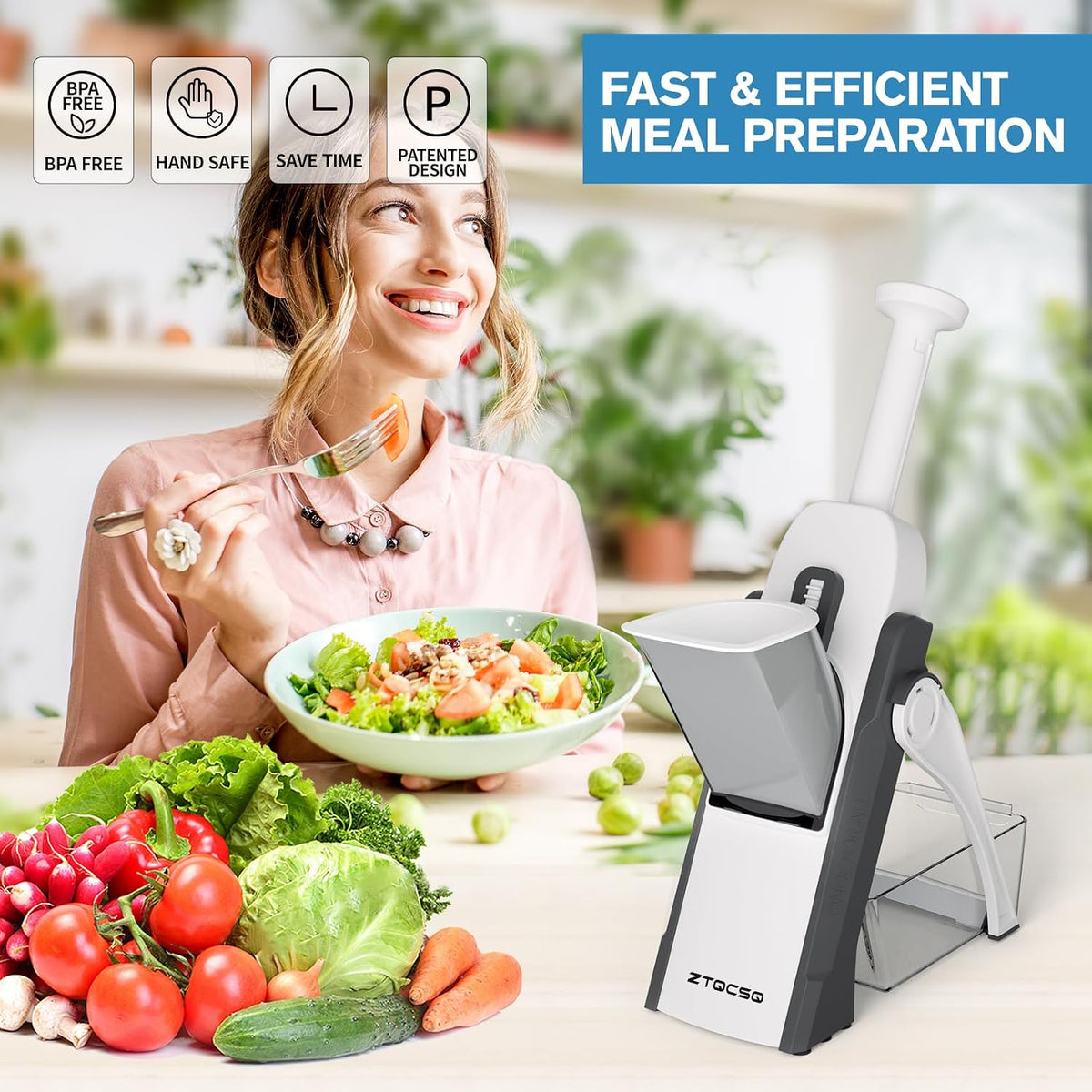 Safe Mandoline Slicer for Kitchen, Vegetable & Food Cutter, Easy to Clean