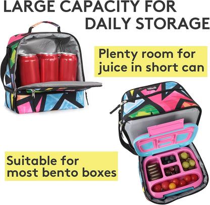 Tilami Lunch Bags Insulated Adjustable Strap Zipper, Two Compartments Cooler Bags, Bento Bags for Kids Toddlers (Blue)