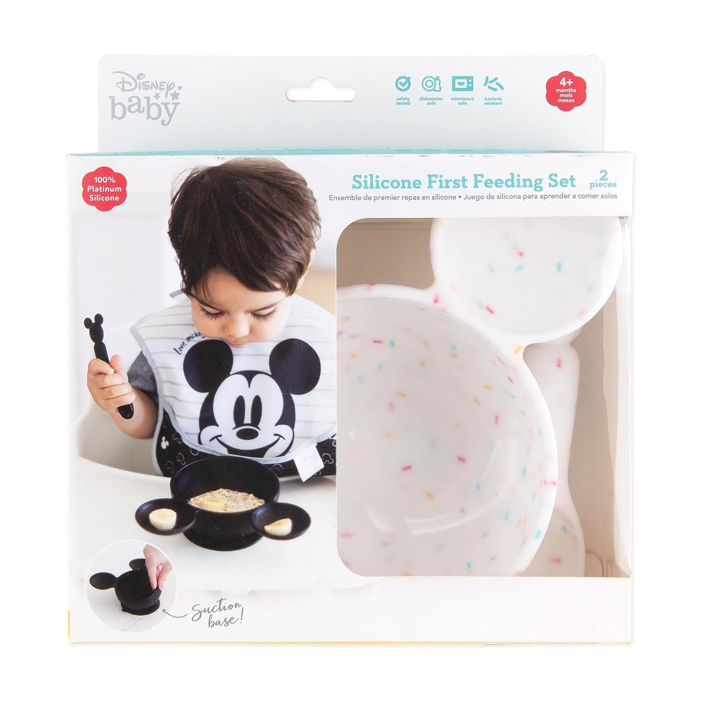 Bumkins Baby Bowl, Silicone Feeding Set with Suction for Baby and Toddler, Includes Spoon and Lid, First Feeding Set, Training Essentials for Baby Led Weaning for Babies 4 Months Up, Sage