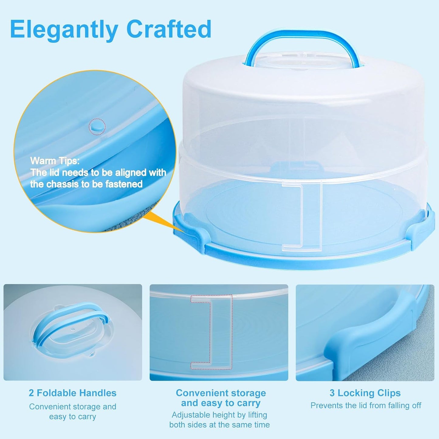 Bundt Cake Carrier, 13.5"Red Cake Carrier with Lid Handle Turntable and Cupcake Holder, Portable Cake Transport Container, Perfect Gifts for Transporting Cakes, Pies, Cupcakes, Nuts, Fruits