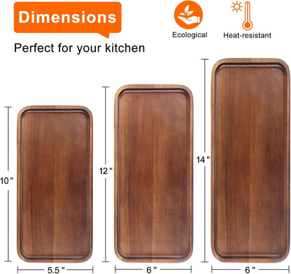 Large Wooden Serving Trays Long Party Charcuterie Boards Acacia Wood Platters Serving Cheese Board Rectangular Appetizer Snack Plates Rectangle Kitchen Dinner Platter for Food Dish Cake Dessert Tray