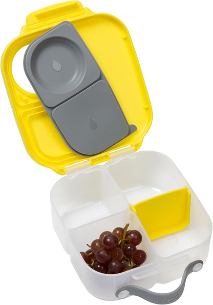 b.box Mini Lunch Box 2-Pack, Leak Proof Bento Box for Kids, 3 Compartment Snack Containers Ages 3+, Lunchbox for Daycare + School, Dishwasher Safe, BPA-Free, PFAS-Free, 4.25 Cup - Blue + Green