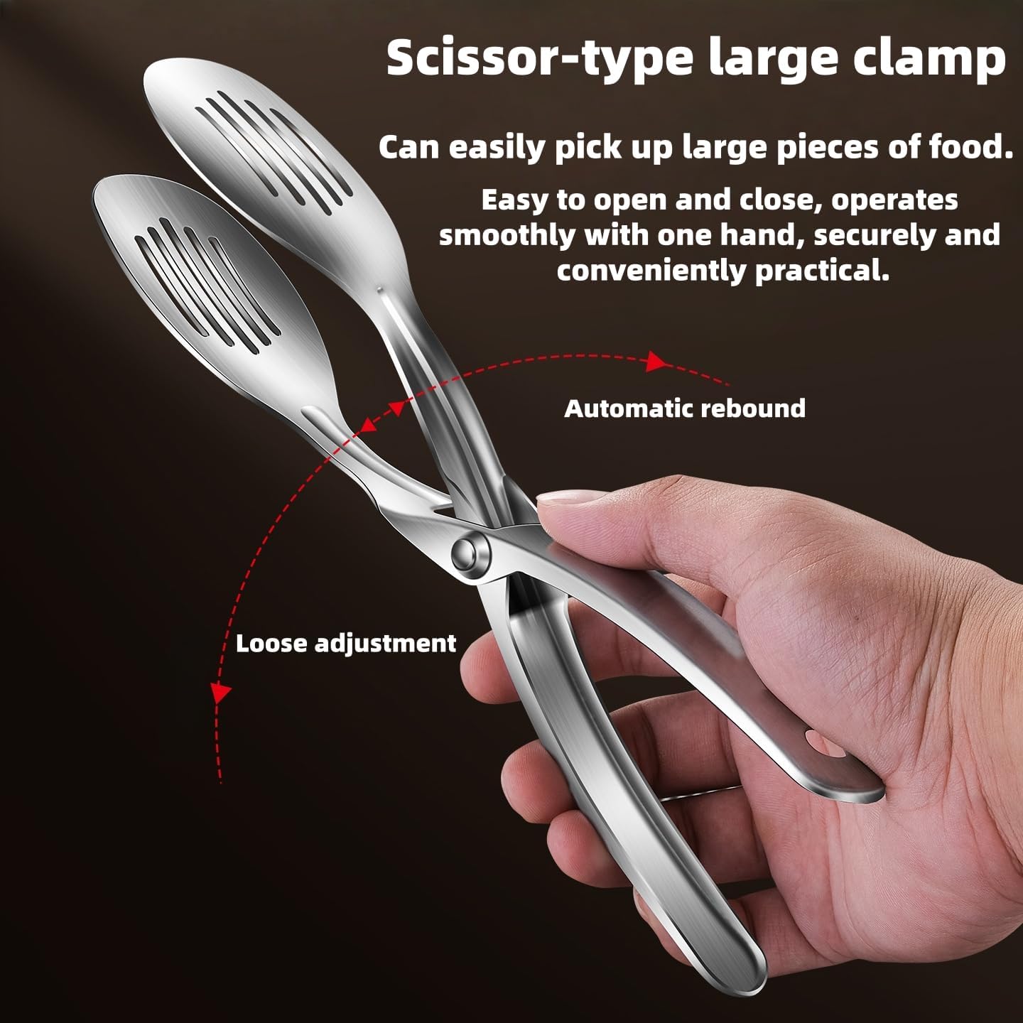 Kitchen Metal Tongs, 304 Stainless Steel | Heat-Resistant 600C, For Food, Steak, Bread, Pizza, Salads, BBQ, Stable Clamping and Flipping Performance, multi function