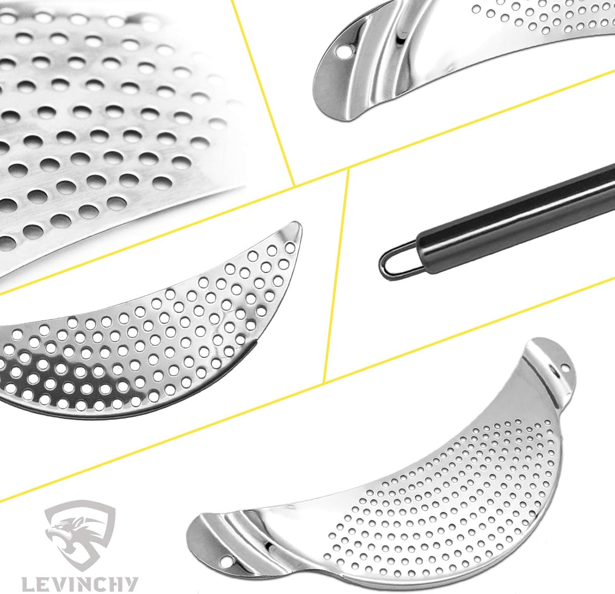 2-Piece Stainless Steel Kitchen Pot Strainer Double Handles